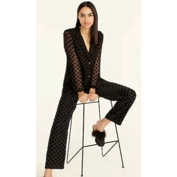 J CREW COLLECTION Parke Blazer in Black Velvet Polka Dot Sheer Suit Jacket 16 - Picture 5 of 6